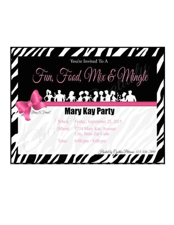 mary kay zebra party invitation