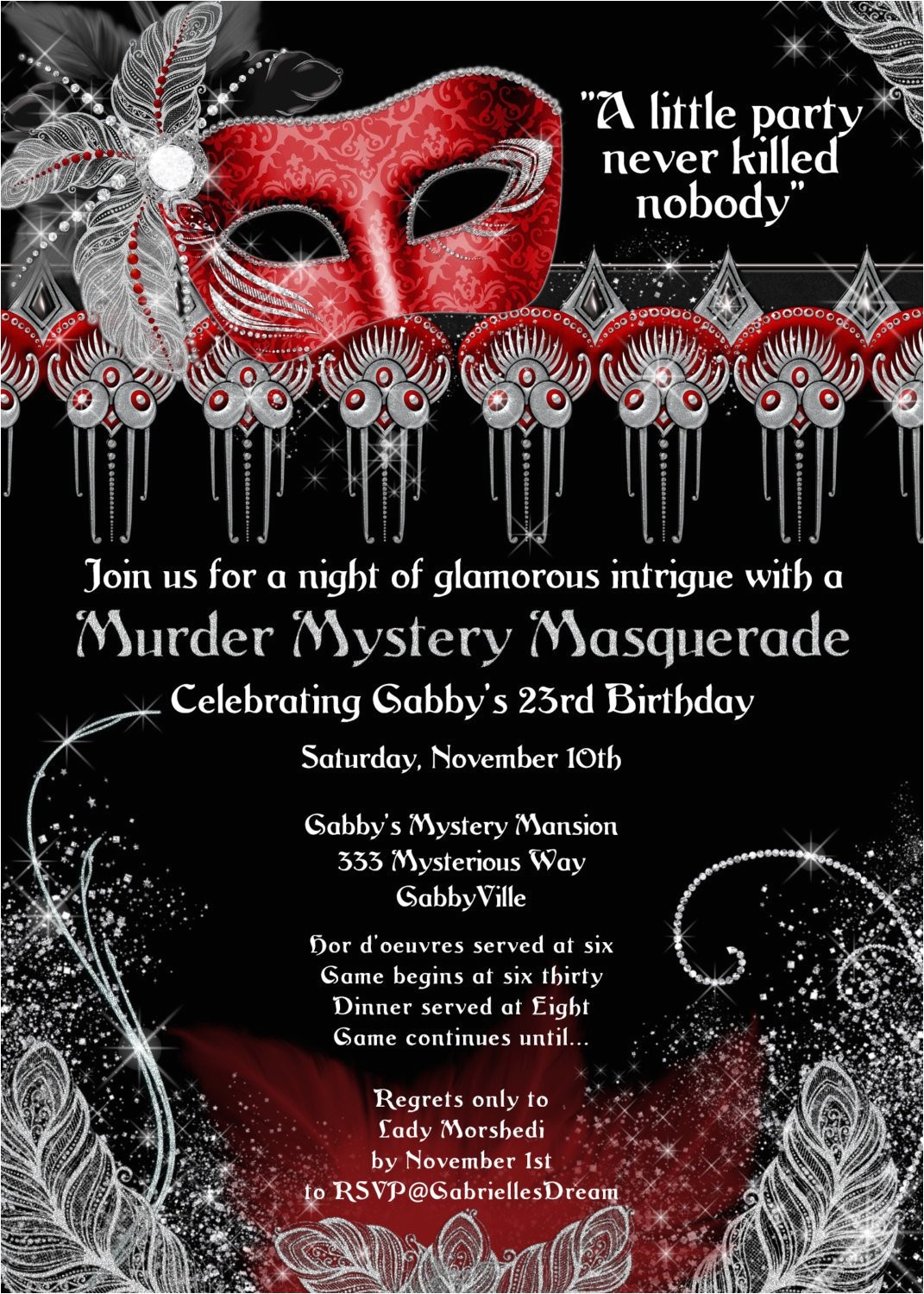 masquerade party invitation murder