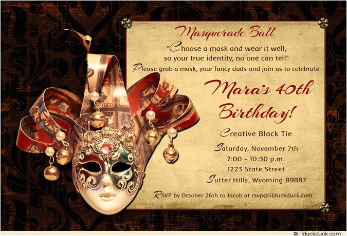 masquerade party invitation wording