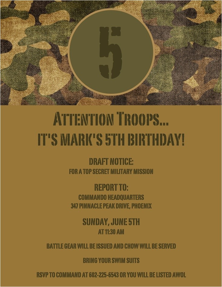 army themed birthday party