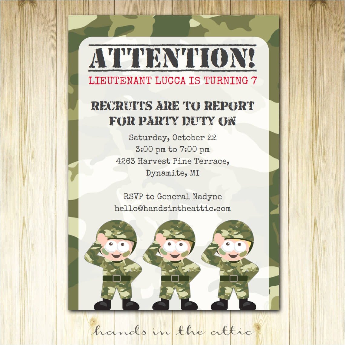 army party invitation printable template