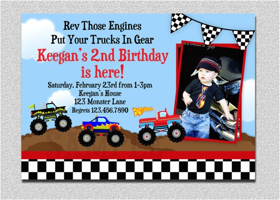 free printable monster truck birthday invitations