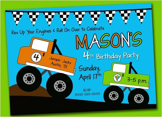 monster truck birthday invitations
