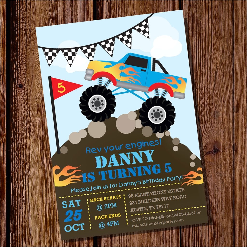 monster truck party invitation