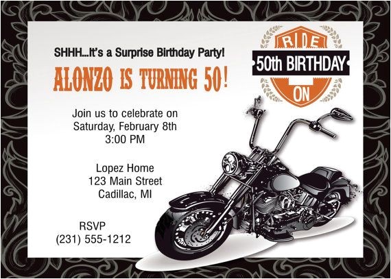 motorcycle birthday invitations