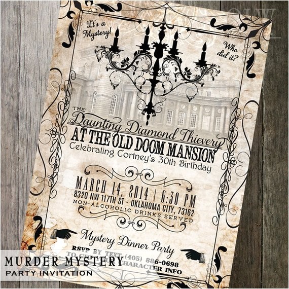 murder mystery dinner party invitation