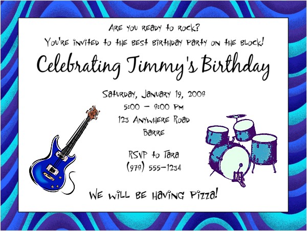 music themed birthday party invitations