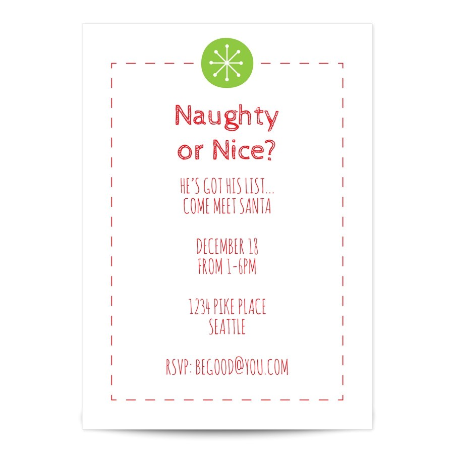 naughty nice christmas party invitation