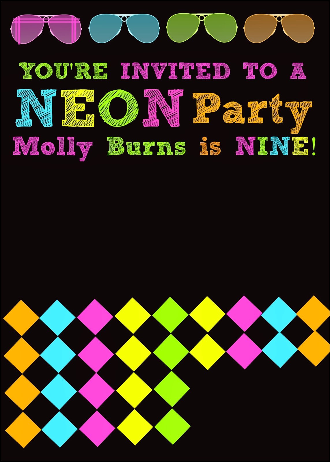 neon party invitations templates free