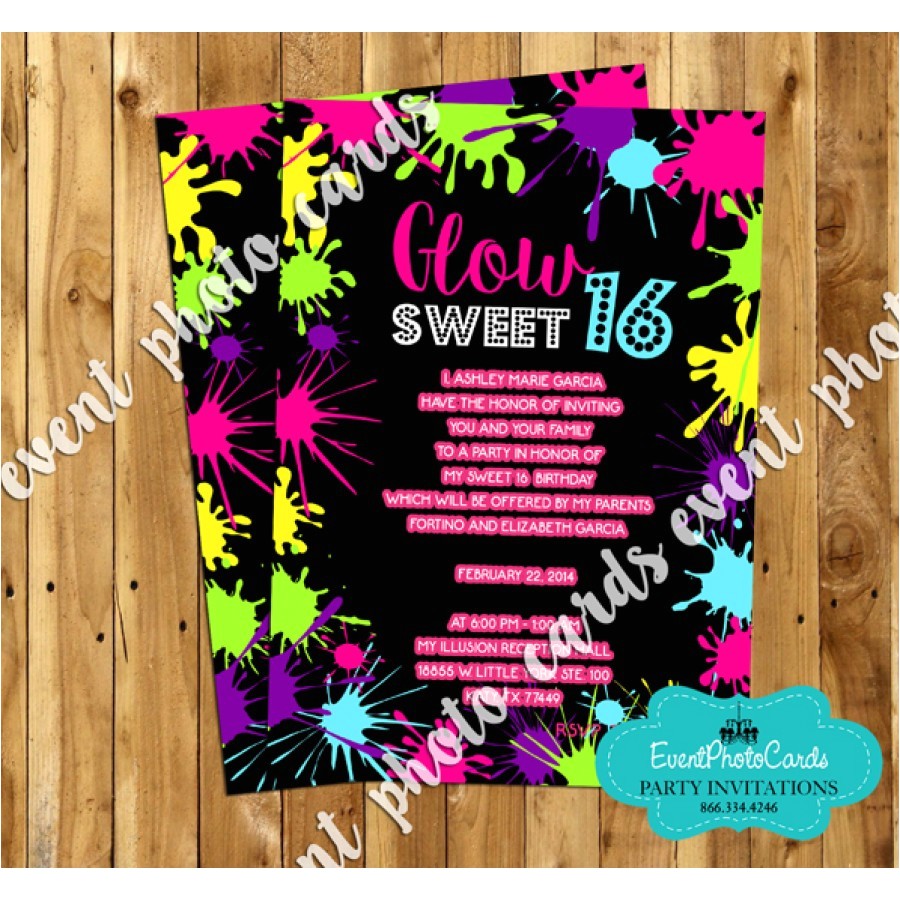 neon glow in the dark party invitations 16