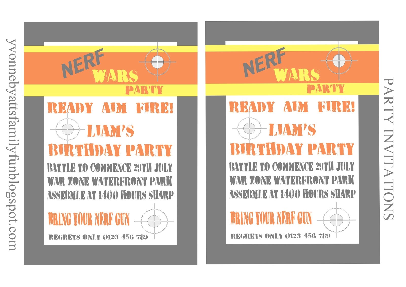 nerf party invitations template 1576