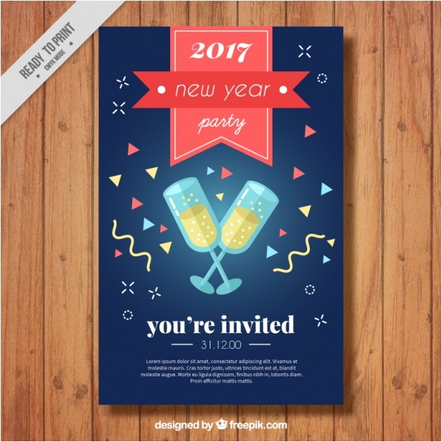 2017 new year s party invitation with toast 969569