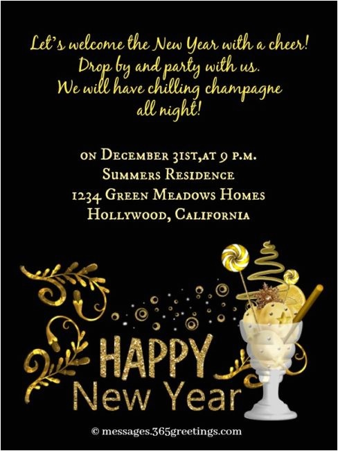 new year party invitation wording