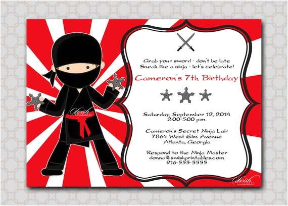 ninja birthday invitation printable
