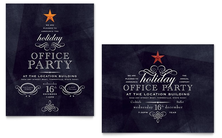 Office Christmas Party Invite Template Office Holiday Party Poster Template Word Publisher