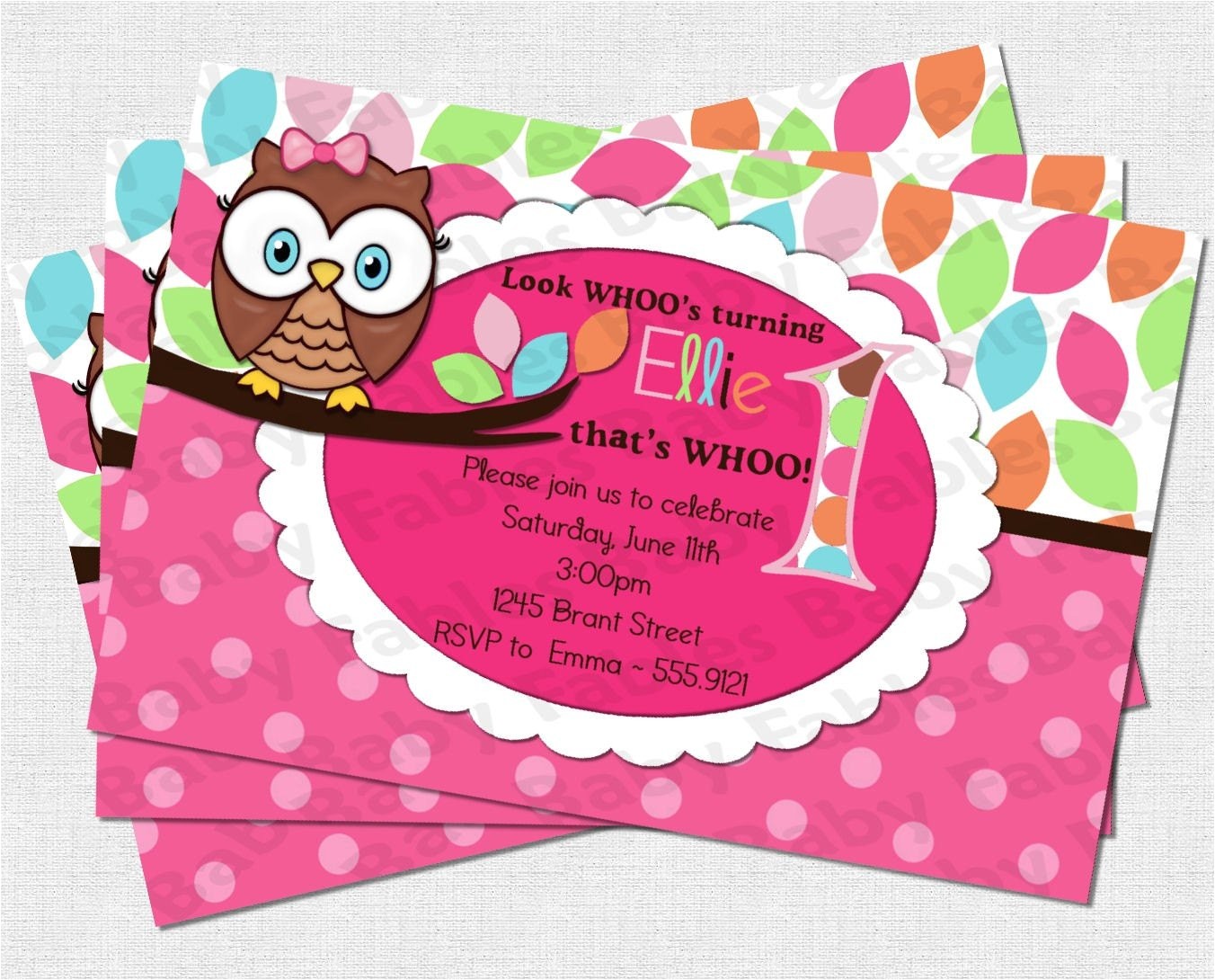 pretty owl birthday party invitation