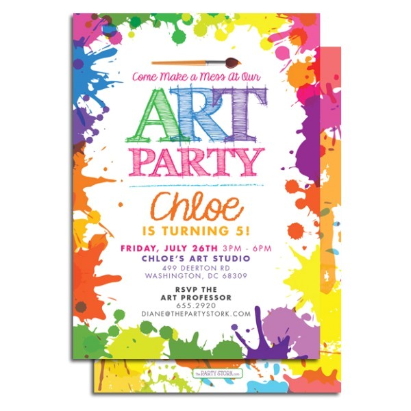 post art party invitations printable 384308