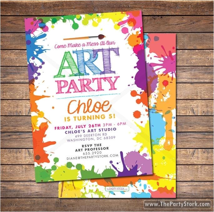 art paint party invitations printable