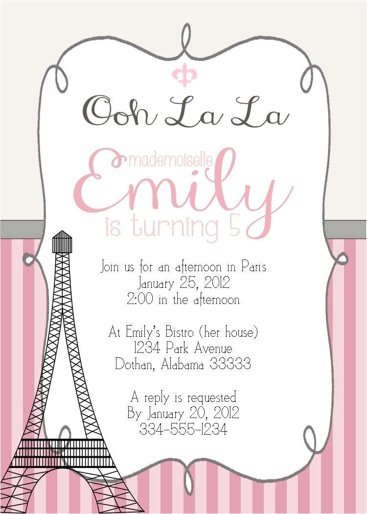 paris birthday invitations