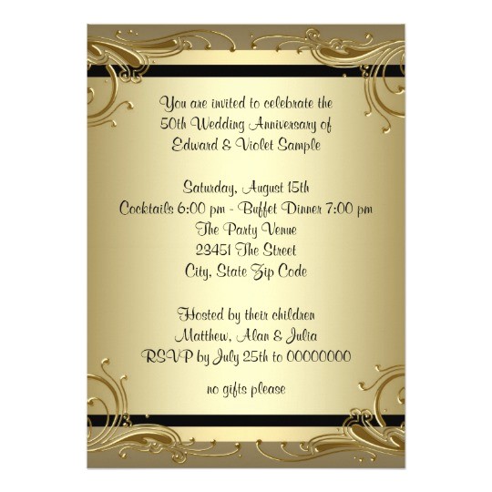 elegant gold 50th wedding anniversary party card 161304529371100259