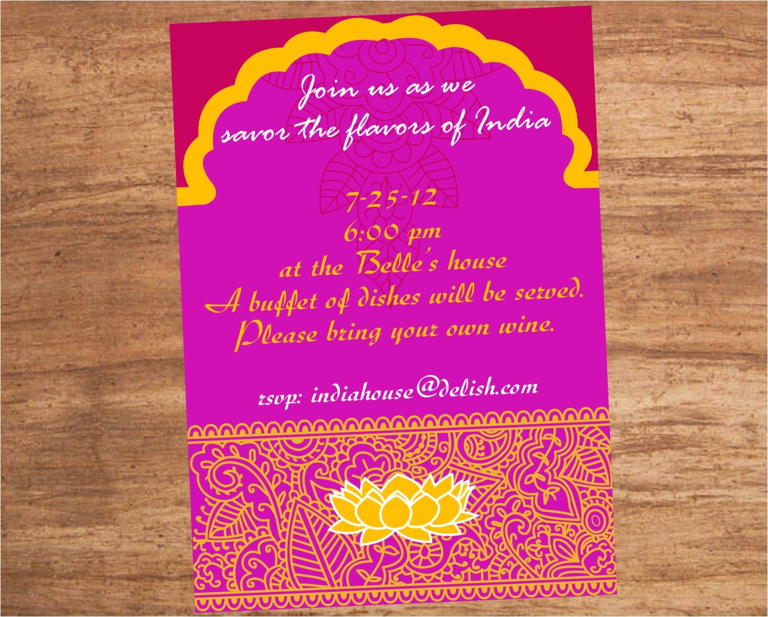 india indian food party invitation