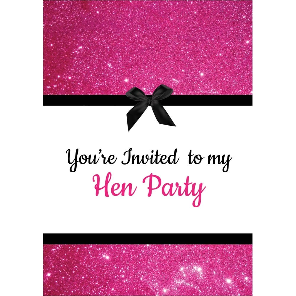 pink glitter free hen party invitation p7239