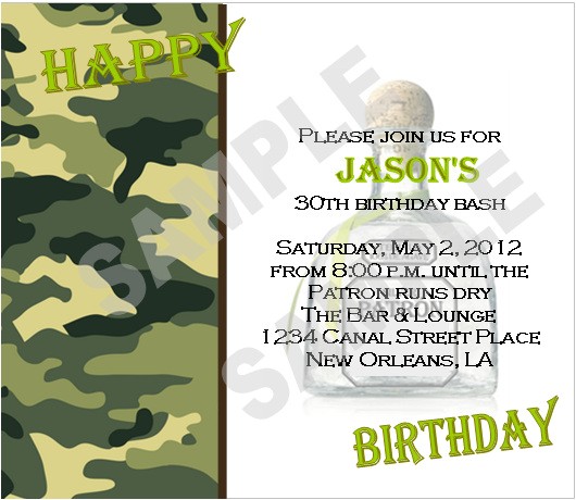 patron theme birthday invitations