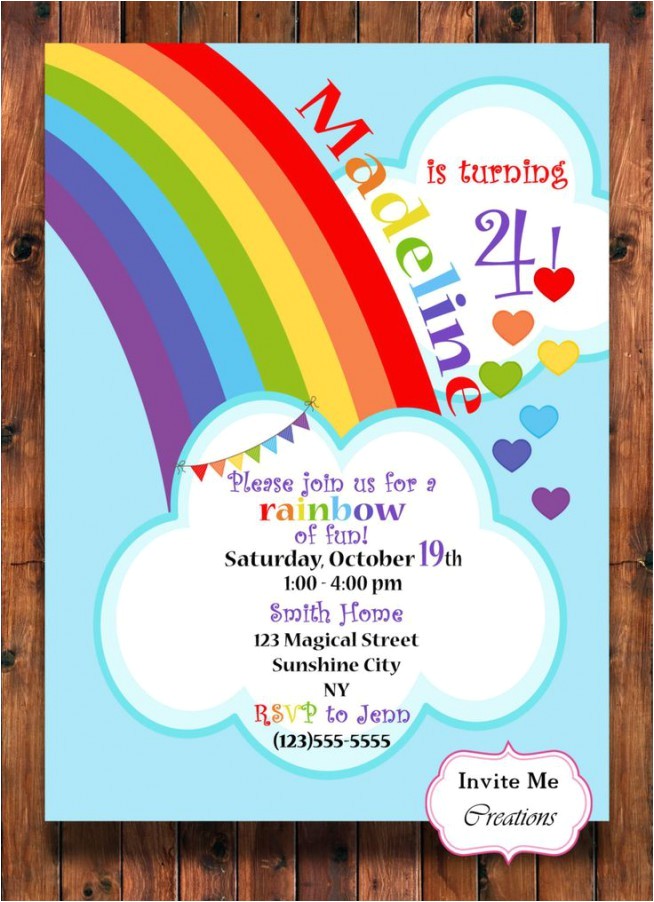 rainbow party invitations