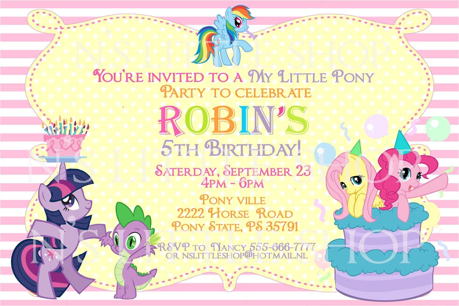 free printable pony party invitation