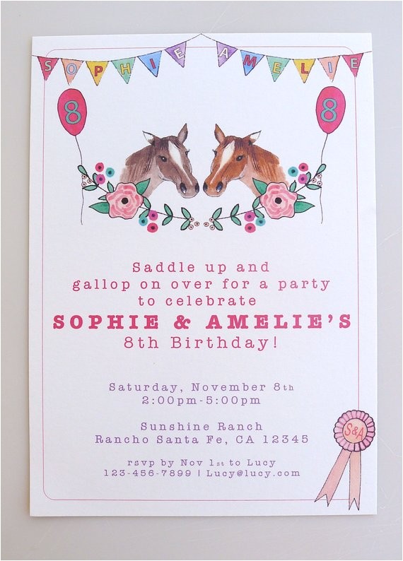printable horse party for twins horse