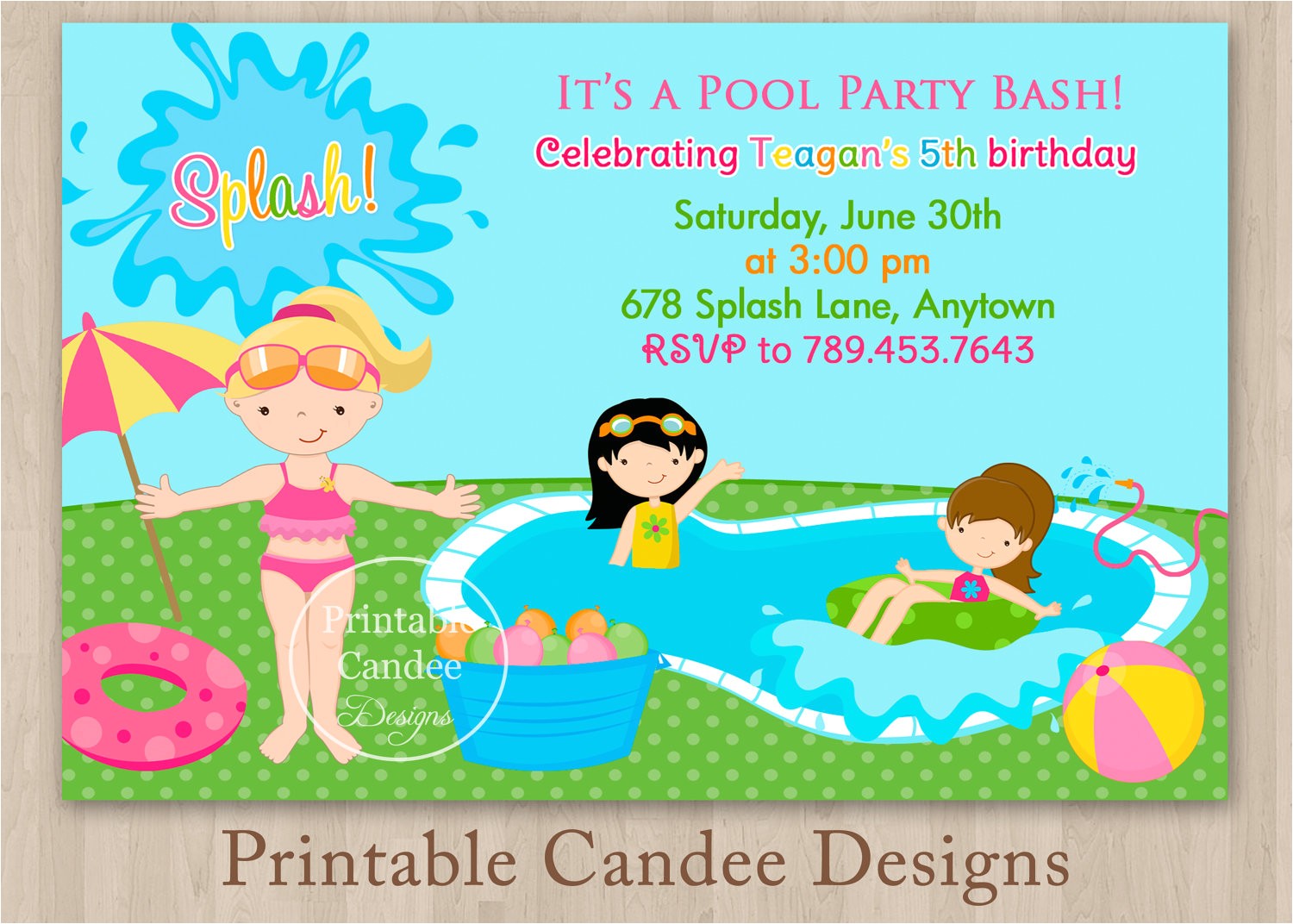 free printable birthday pool party invitations templates