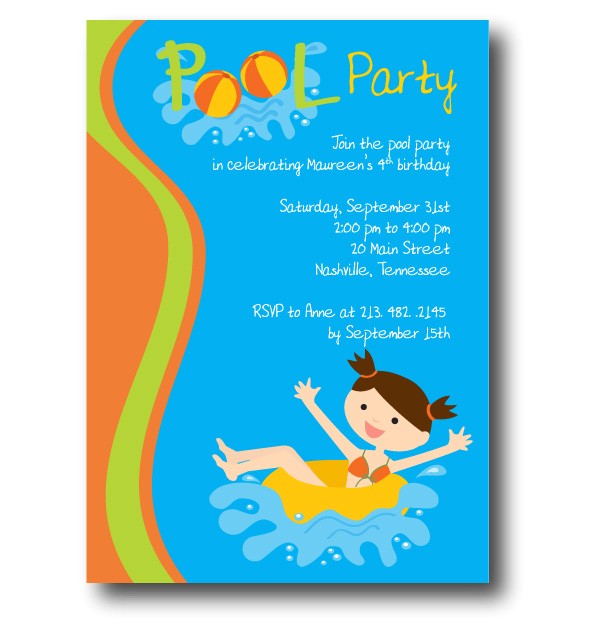 free pool party invitation template 2