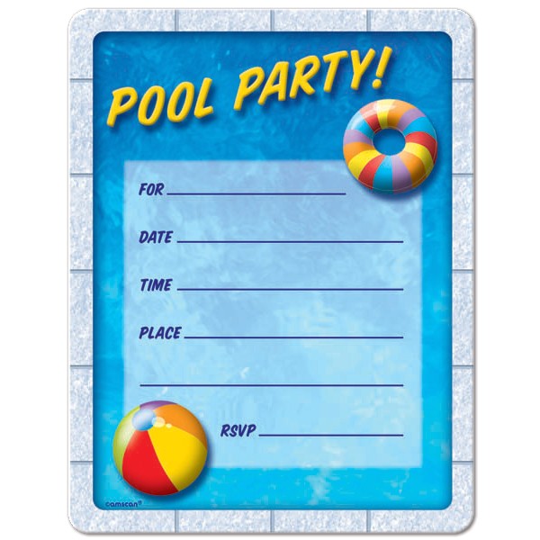 pool party birthday invitations