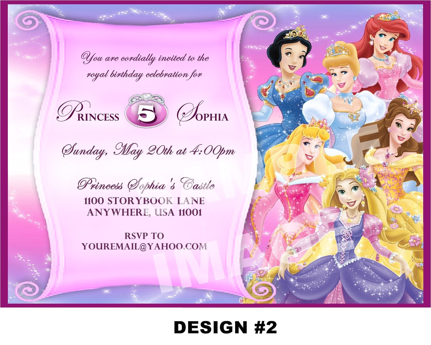 disney princess birthday invitation