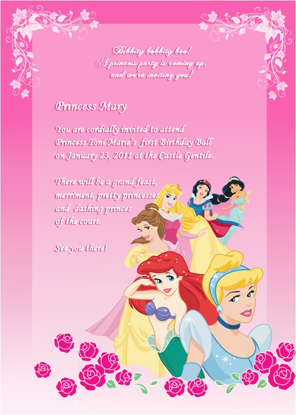 disney princess birthday invitation 2