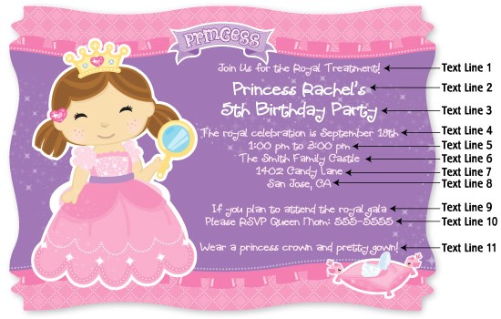 princess birthday party invitation wording