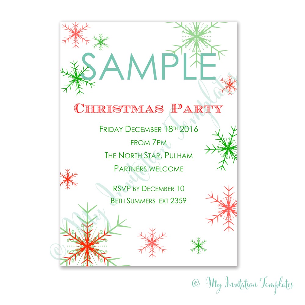 snowflake christmas invitation templates free sample
