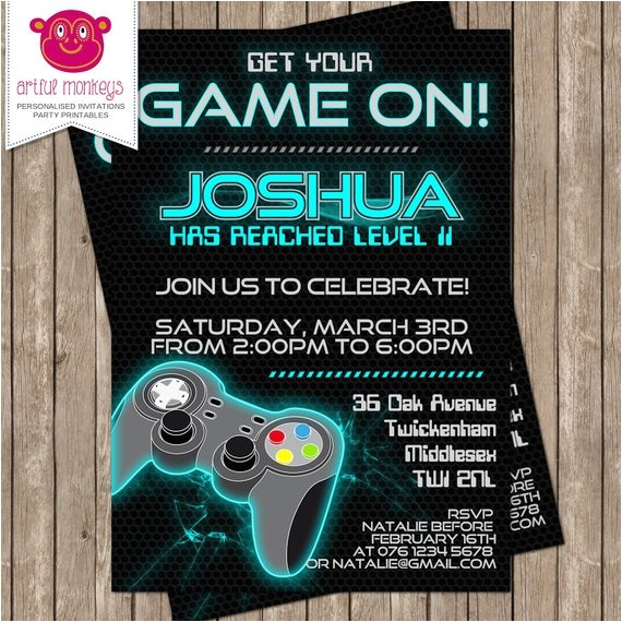 printable video game party invitation