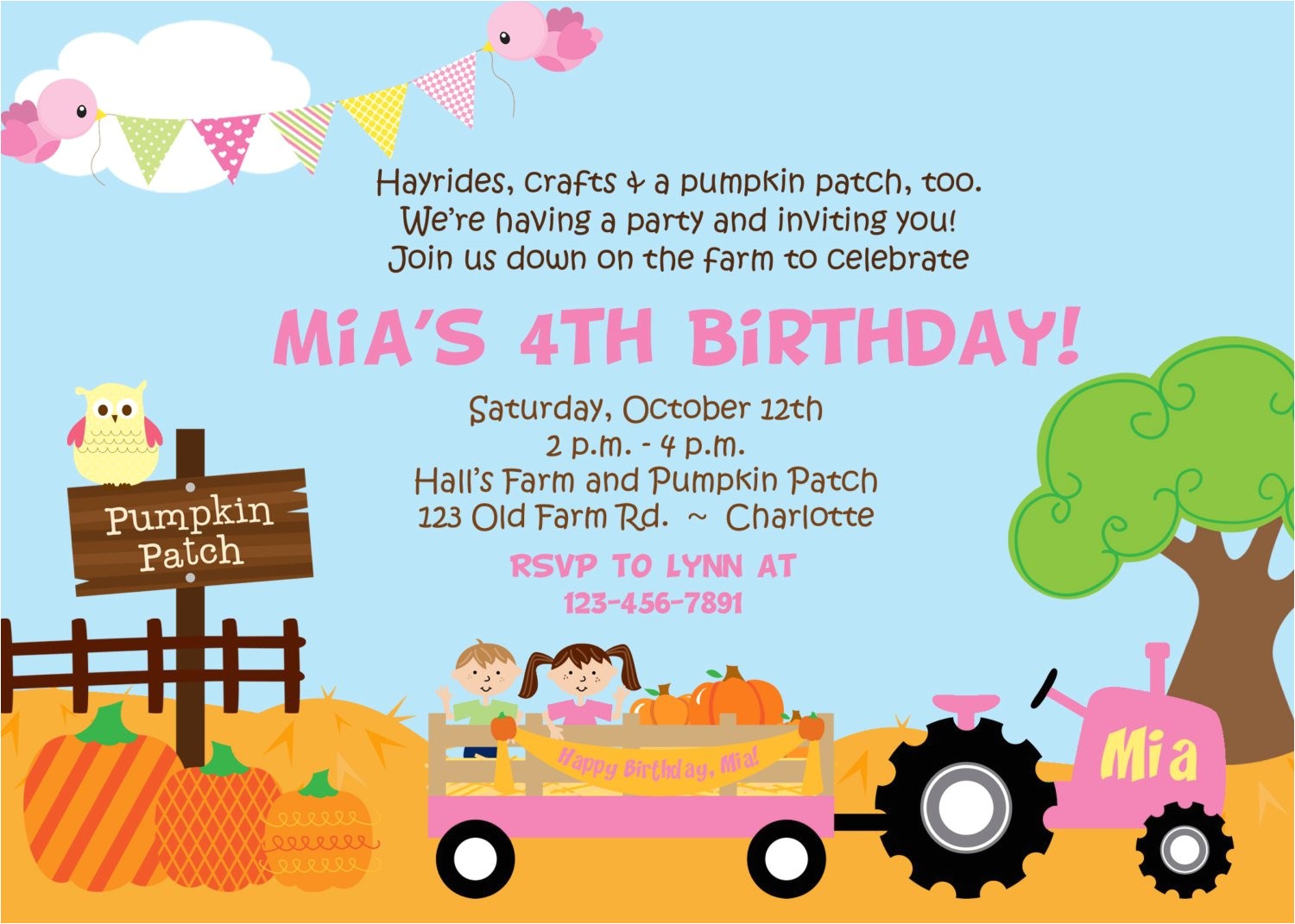 pumpkin patch birthday party invitation