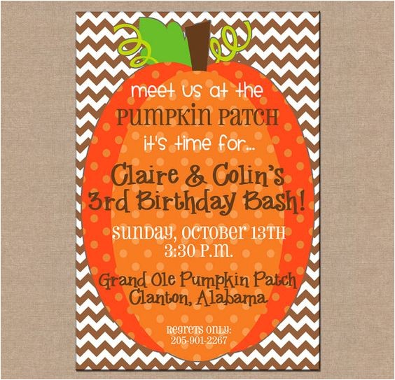pumpkin patch birthday party invitations