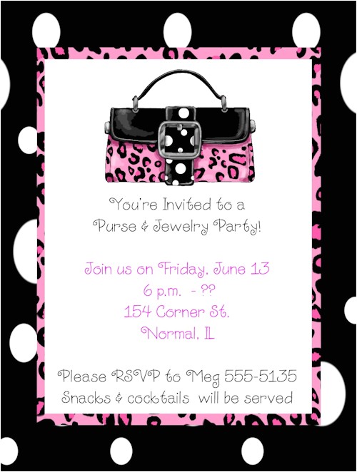 hot pink leopard purse party invitations