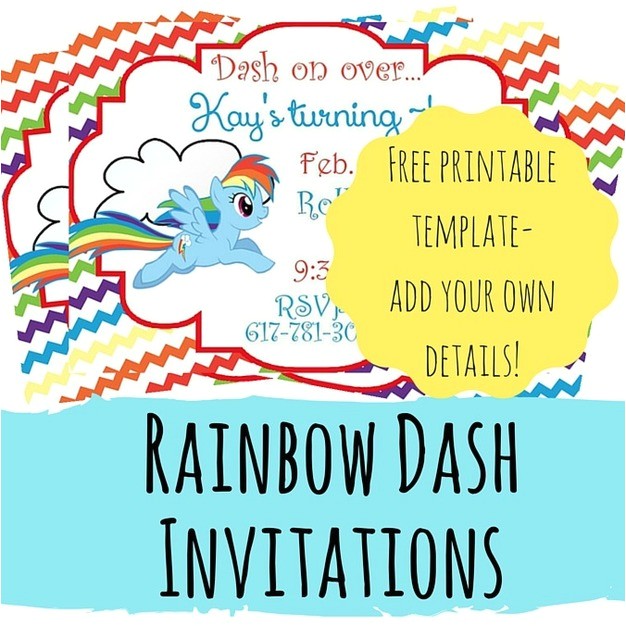 free rainbow dash birthday party invitations