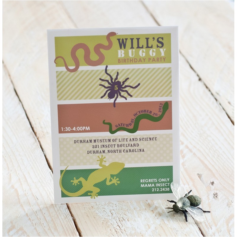 insects bugs reptiles printable party invitation