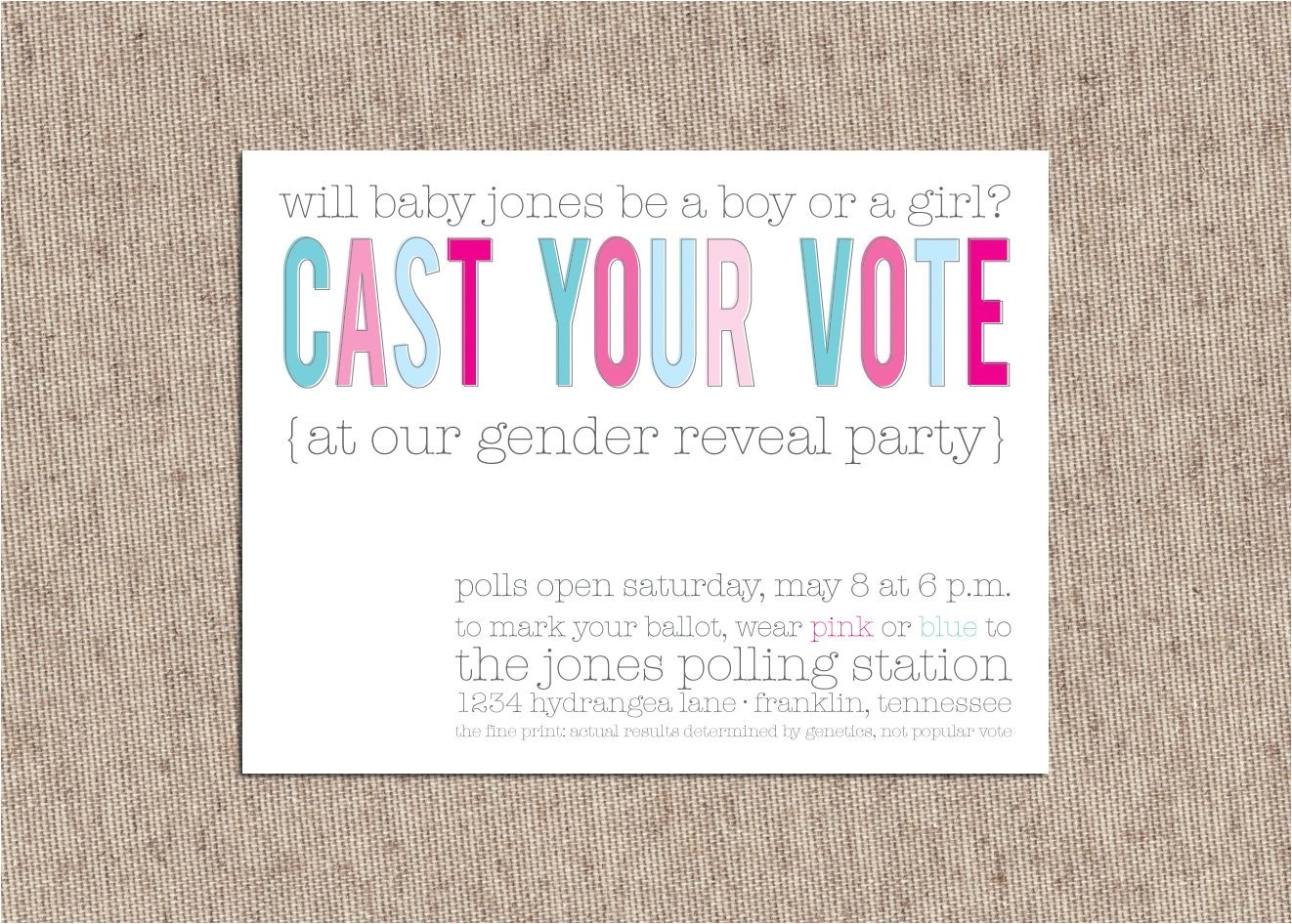baby gender reveal party invitations