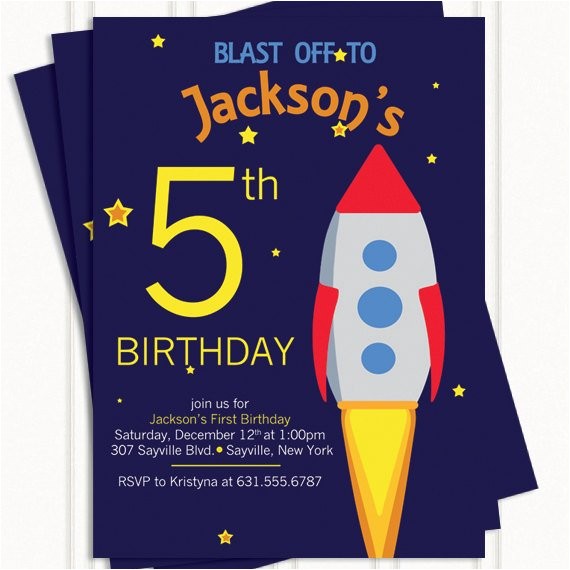 rocket ship birthday invitation