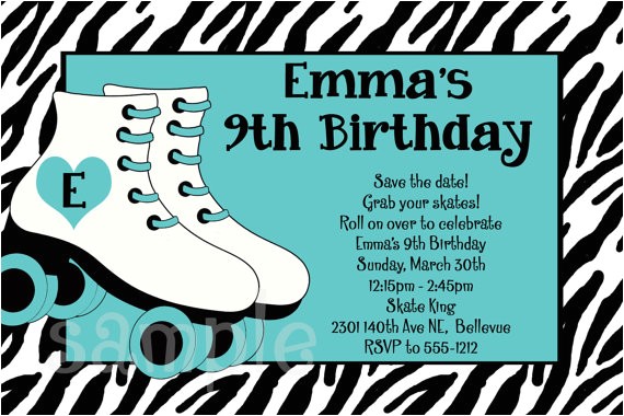 free printable roller skating birthday party invitations