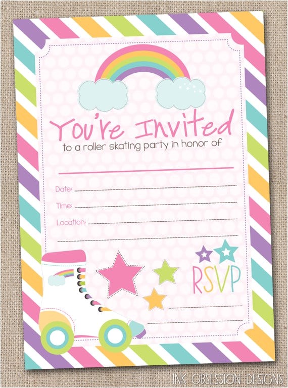 roller skate party invitation free printable