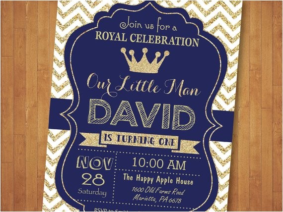 prince birthday invitation royal blue