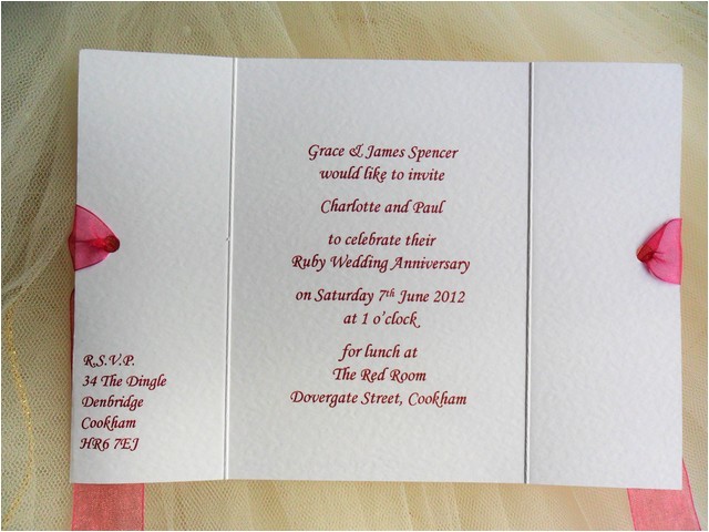 40th ruby wedding anniversary invitations