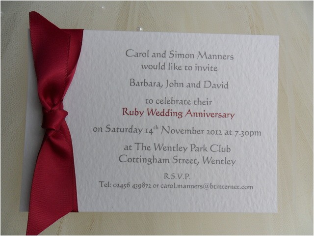 40th ruby wedding anniversary invitations